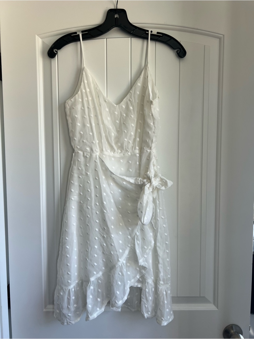 GB girls White Swiss Dot Wrap Mini Dress